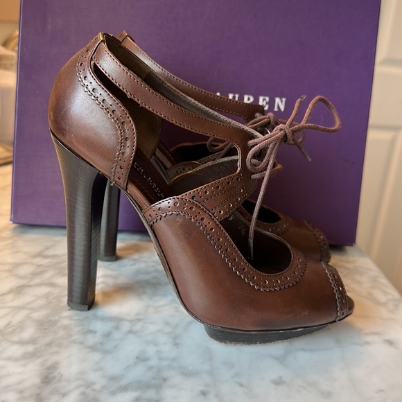 Ralph Lauren Collection - Piper Platform Heel - Size 7 in Brown - Picture 7 of 10